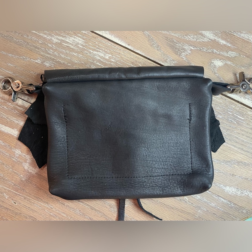 Handmade Black SUPER SOFT Genuine Leather Clip On Hip Bag Fanny Pack Motorcycle - Picture 11 of 13